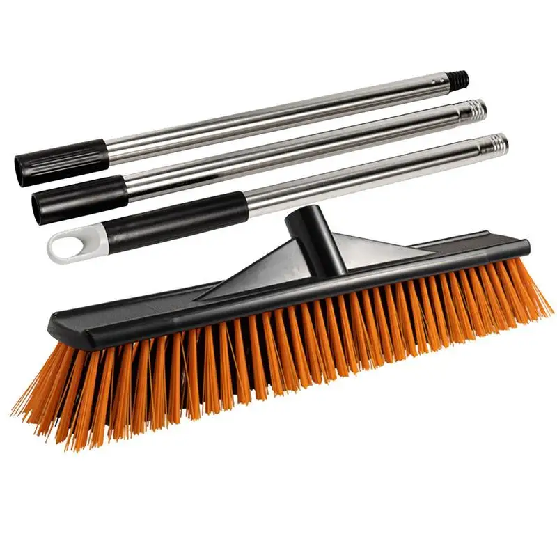 Hard Bristle Broom Stiff Bristle Scrubber Portable Floor Scrub Brush Grout Brush Outdoor Sweeping Brush For Warehouses Garages