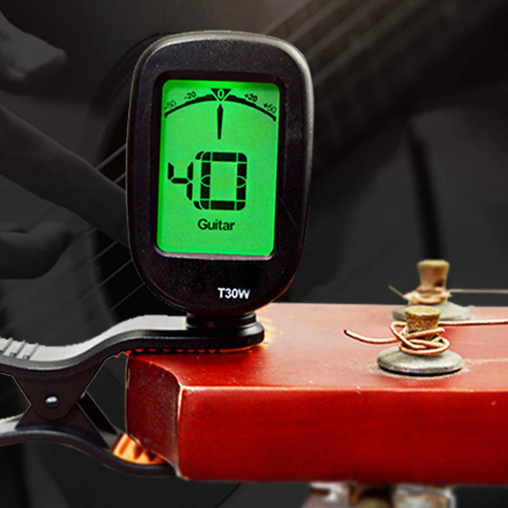 

1pc Guitar Tuner Lcd Display Durable Instrument Tuner Flexible Angle Folk Violin Tuning Accessory Practical Tuning Tool Non-Slip