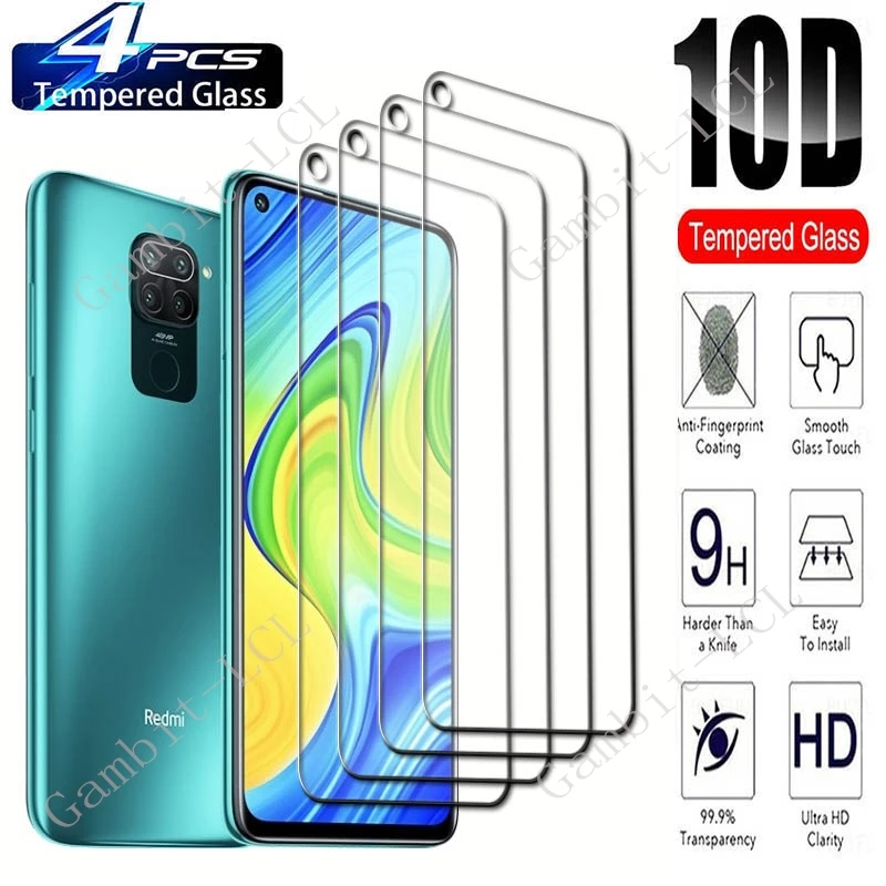 Защитное закаленное стекло для Xiaomi Redmi Note 9 4G 6,53 дюйма, 4 шт.