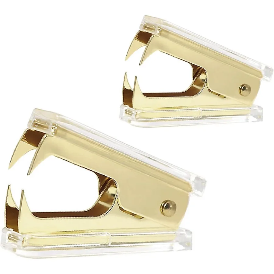 Прозрачный акриловый инструмент для удаления скоб, 2 шт., милый золотой степлер для удаления скоб, инструмент для удаления скоб для домашнего офиса, школьных настольных аксессуаров 2