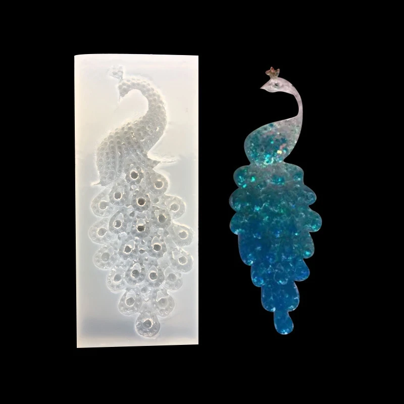 Peacock Shape Epoxy Resin Mold DIY Jewelry Pendant Necklace Cute Key Chain Silicone Mold for Resin Making Jewelry