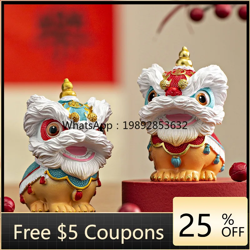 

HYS lion dance and lion dance creative ornaments high-end niche tabletop tea table decoration handicrafts birthday gifts
