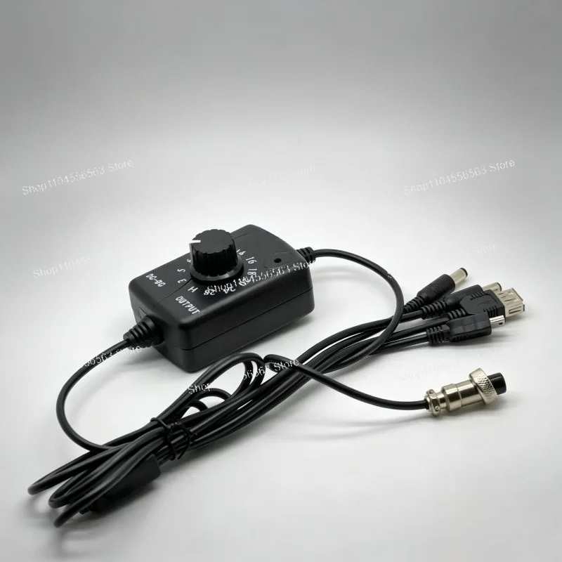 DC-DC Adjustable Voltage Regulator Module 12V 12-Step Multi-Output Aviation Plug Digital Control