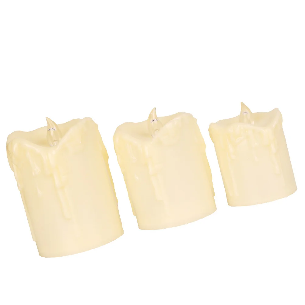 3 قطع من الشموع الإلكترونية LED أضواء عديمة اللهب للديكور المشهد مصابيح مقلدة لا دخاني ليلية أنيقة