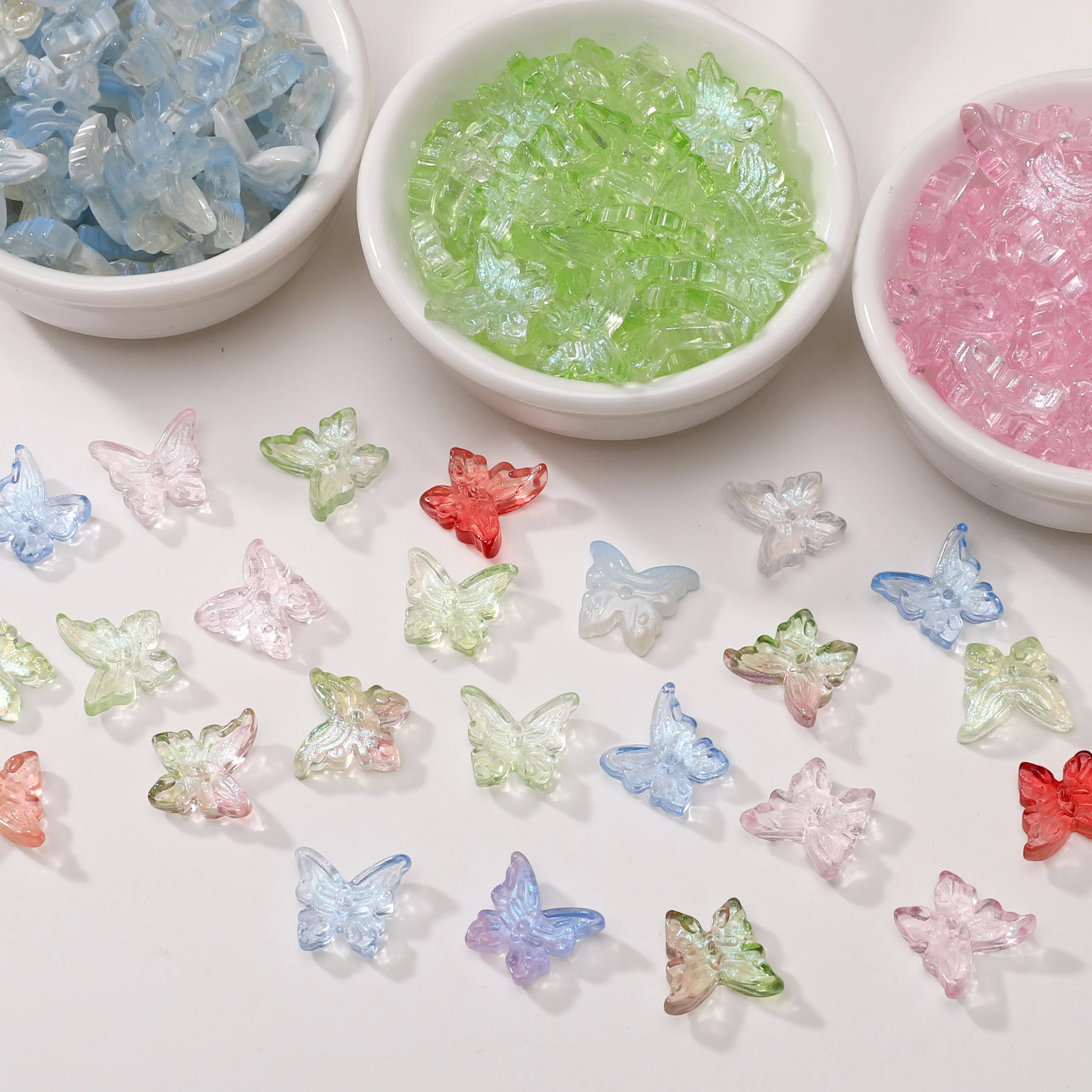 

10Pcs 14x12mm Glass Beautiful Butterfly Shaped Beads Loose Spacer Beads For DIY Bracelets Jewelry Making Material Accessories