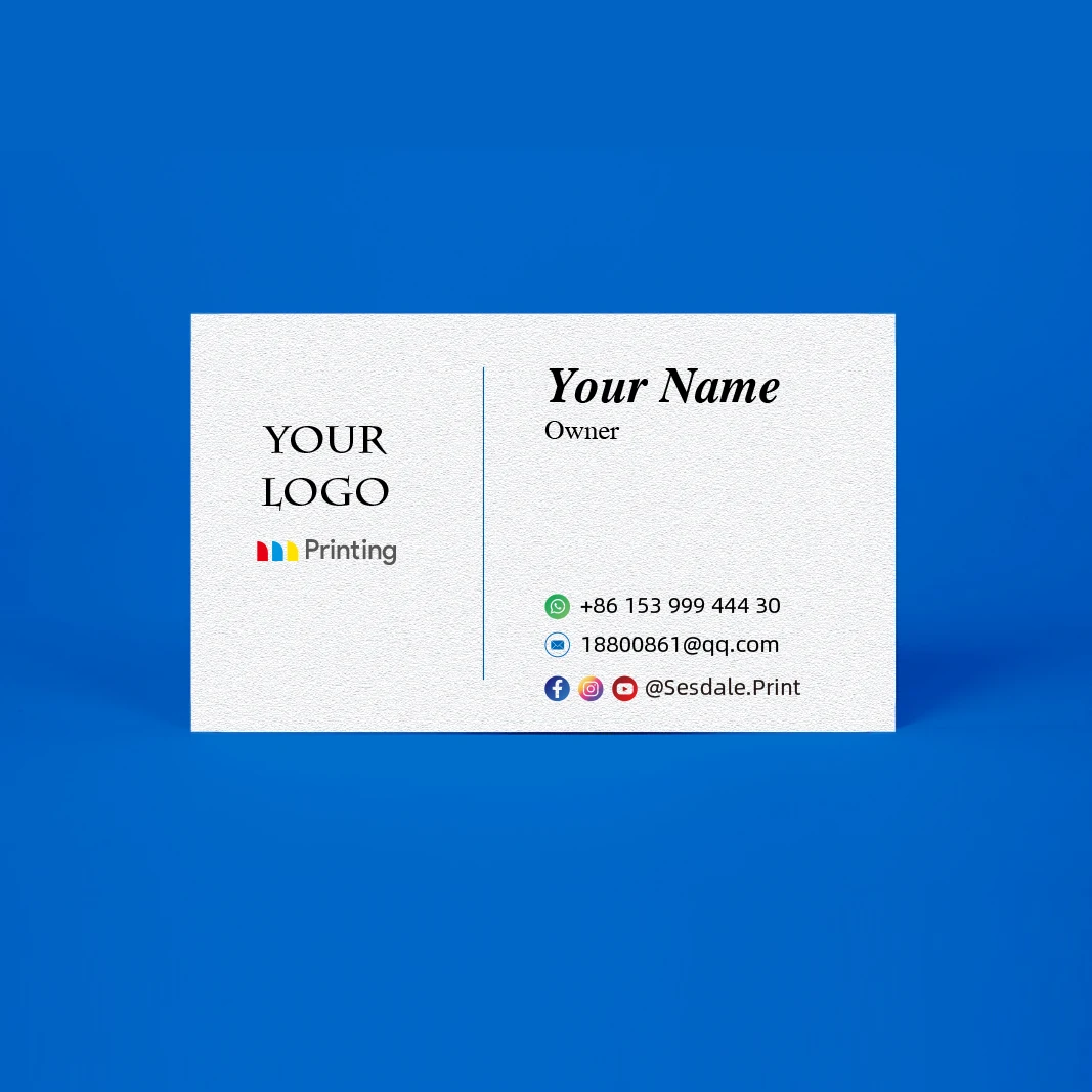 Custom Specialty Paper Business Cards White Card Pearl White Linen Eggshell Textures Available Double-Sided Color Printing