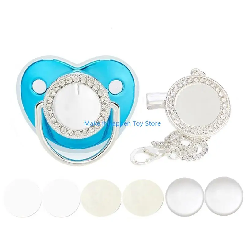 

28EC DIY Sublimation Blank Baby Pacifier with Aluminum Sheet Pacifier Clip Chain