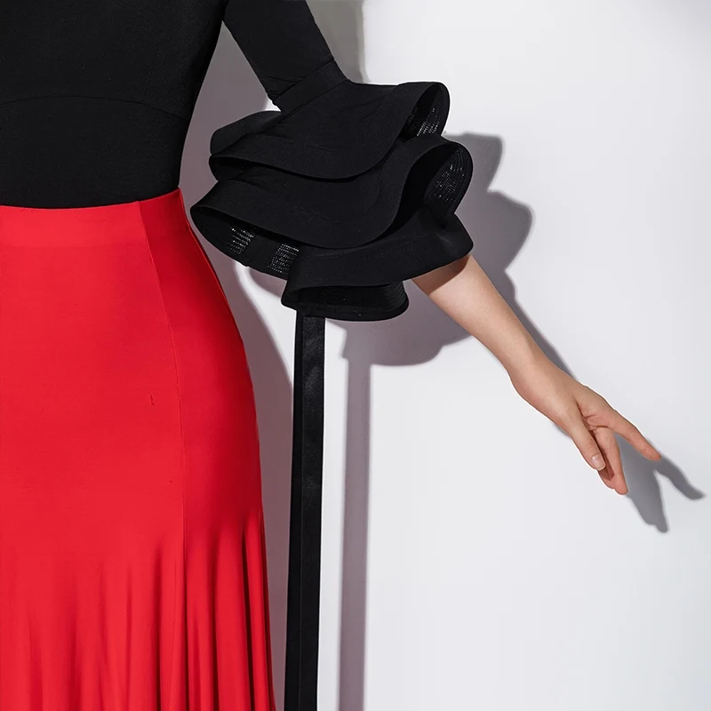 Ballsaal Latin Dance Zubehör Modern Dance Arm Zubehör Schwarz Blume Manschette Band Wettbewerb Flamenco Dance Wear DN21435