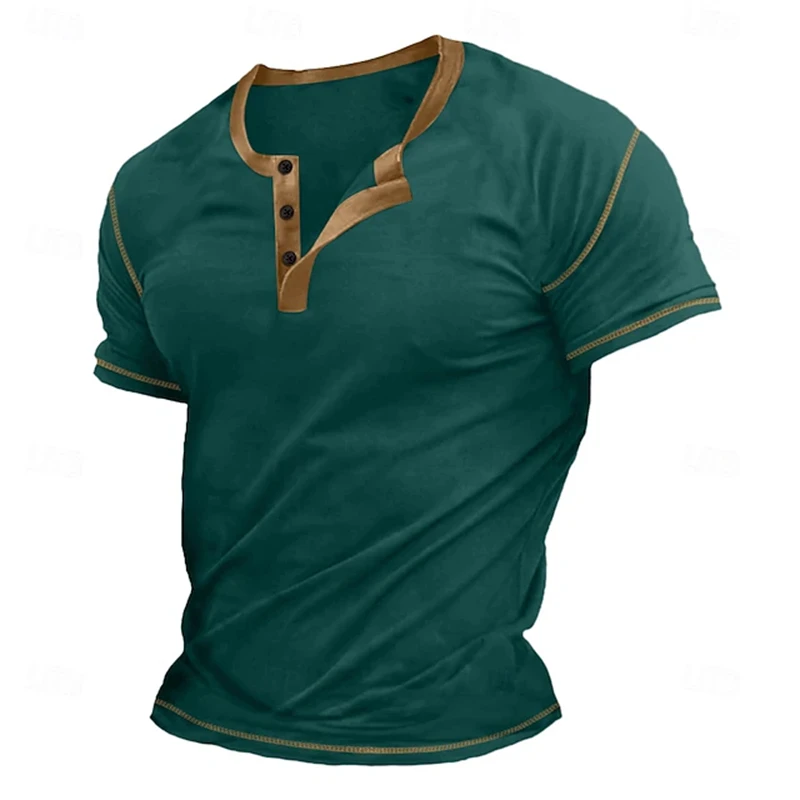 Retro heren button-down T-shirt minimalistische print T-shirt losvallend casual zomerpoloshirt stijlvolle streetwear herentop