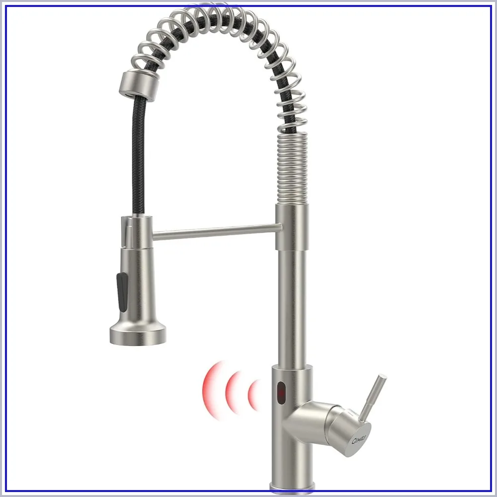 

Touchless Kitchen Faucet with Pull Down Sprayer, Motion Sensor Smart Hands-Free Single Hole Spring Faucet for Kitchen Sink, Brushed Nickel