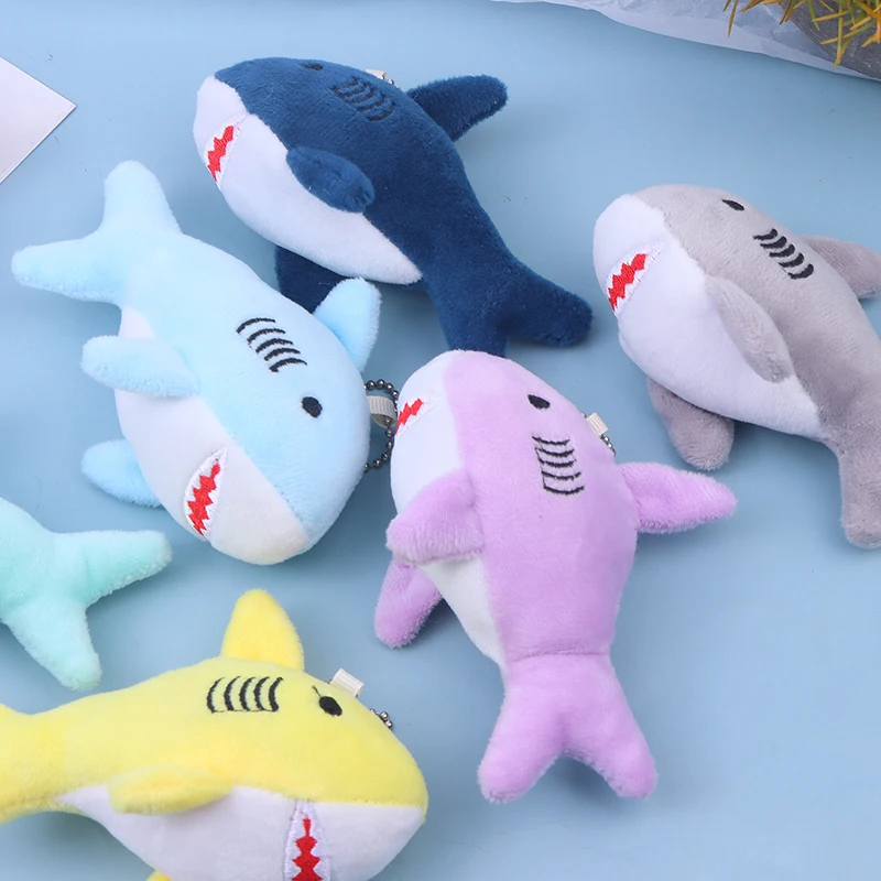 Cute Cartoon Stuffed Plush Shark Pendant Key Chain Ring Doll Toys for Kids Adults Gifts Multi-colors