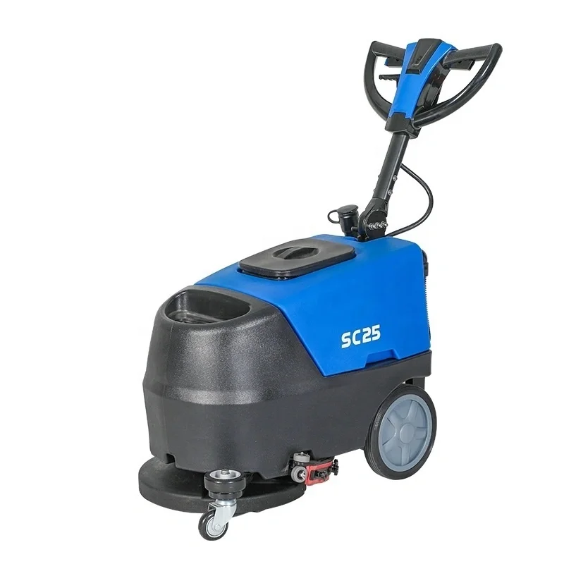 SC25C cordless compact battery operating walk behind floor scrubber cleaning machine for school gym hotel workshop