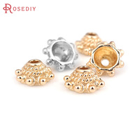 10PCS 8MM Hole 2MM 18K Gold Color Brass Beads Caps Tassel Caps Jewelry Earrings Making Supplies Diy Findings Accessories