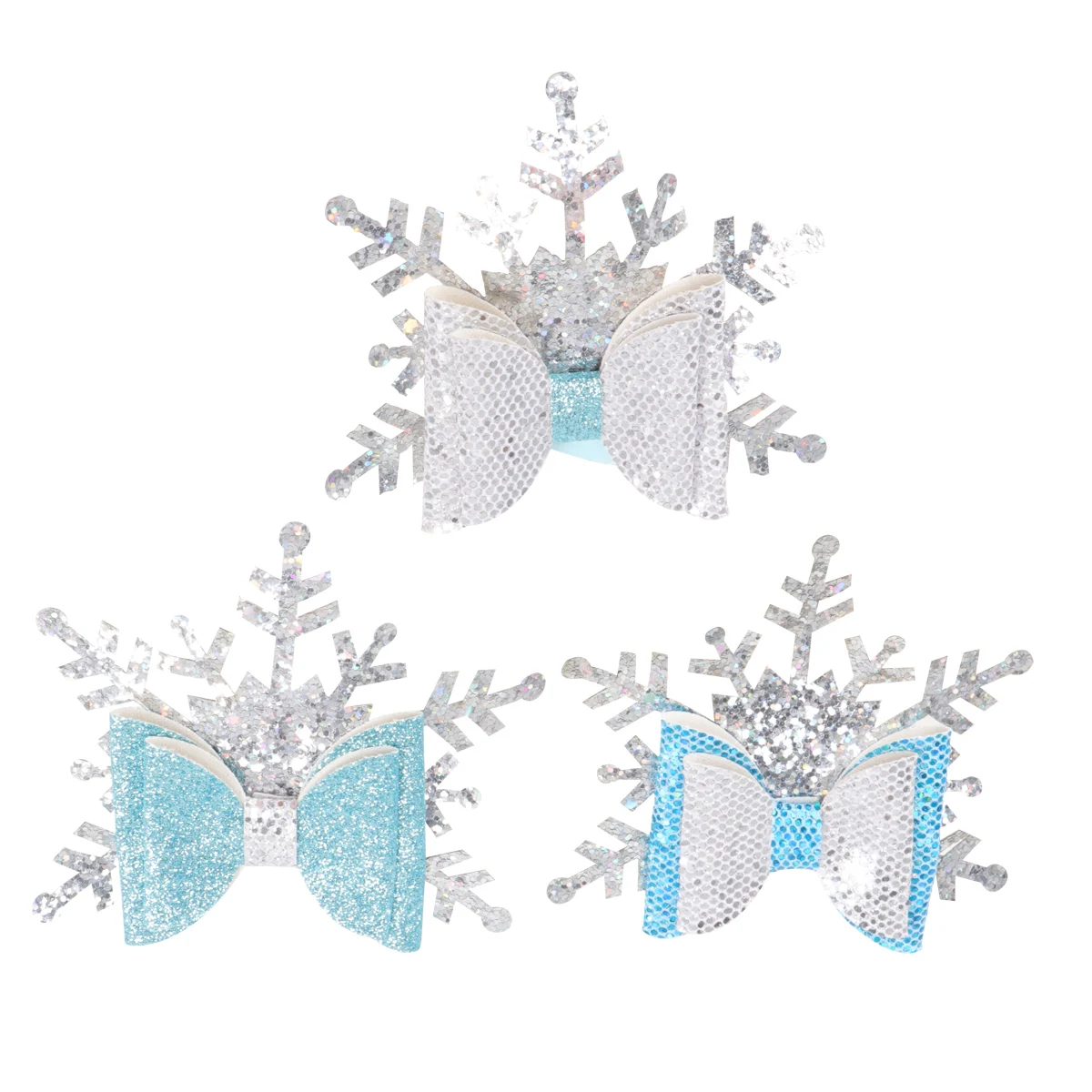 

3pcs Bow Hairpin Glitter Clips for Girls Fashion Accessories Christmas Party Hair Decor Beautiful Colors Non Design
