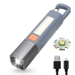 Strong Lighting ABS Flashlamp USB Charging Portable Outdoor Small Flashlight Camping Hanging Lamp Telescopic Focus COB Side Lamp