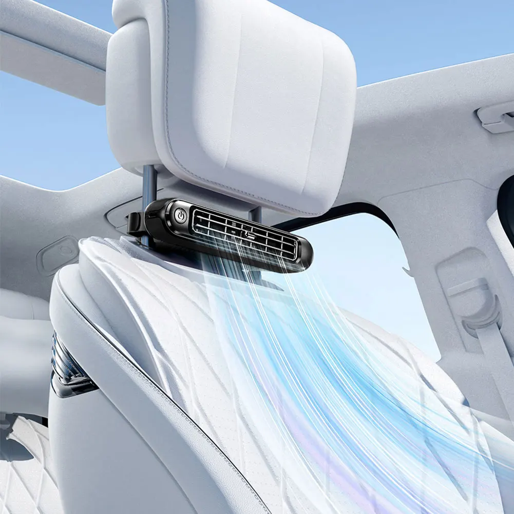 Backseat Cooling Fan Vehicle Rear Headrest Fans Three Adjustable Wind Speeds Portable Fan 5V USB Car Fan for Sedan SUV RV Truck