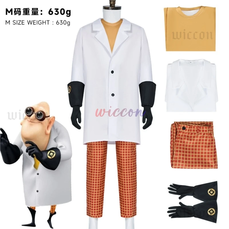 Anime Nefario Cosplay Dr Cosplay Man Nefario Dottore Gioca Costume Uniforme Occhiali Halloween Party Gioco di ruolo Outfit