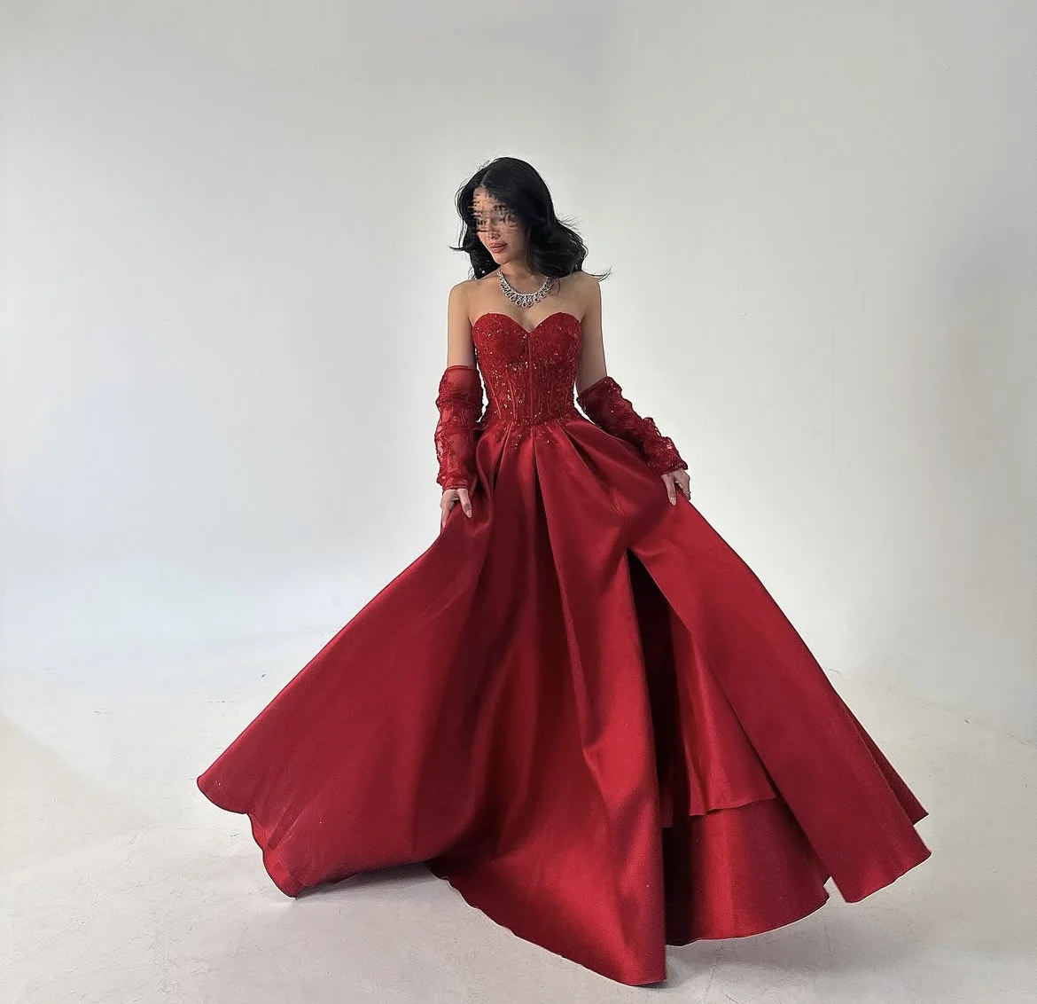 Dark Red Evening Dr… - image