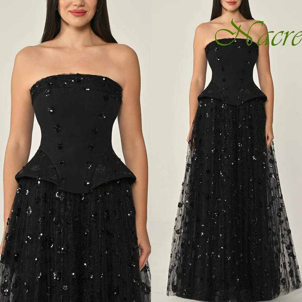 فستان سهرة رائع بدون حمالات بدون أكمام مخصص عالي الجودة من التل فساتين لحضور الحفلات الموسيقية زهور رقيقة لحفلات الزفاف