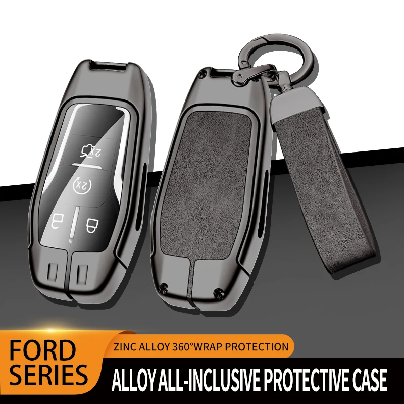 Ford Car Metal Key Case Cover For Ford Fusion Explorer Mustang Edge F-150 Mondeo For Lincoln MKZ MKC MKX key chain Accessores