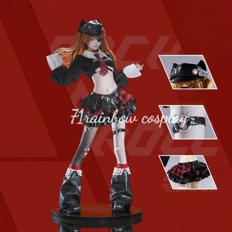 Asuka Langley Soryu Doujin Rock Band Косплей Костюм Рождественские наряды Наборы Сексуальные костюмы из ЭВА Косплей Asuka Langley Soryu Doujin Rock Band Косплей Костюм Рождественские наряды Наборы Сексуальные костюмы из ЭВА Косплей