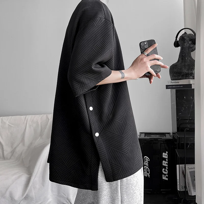 Letnia koszulka z krótkim rękawem męska moda 3 kolory Oversized T Shirt męski Streetwear koreański luźny Hip Hop o-dekolt męski Top