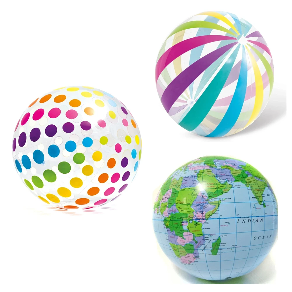 Colorful Striped Transparent Ball Inflatable Beach Ball for Kids Adults, Suitable for Beach Pool Party Summer Water Games