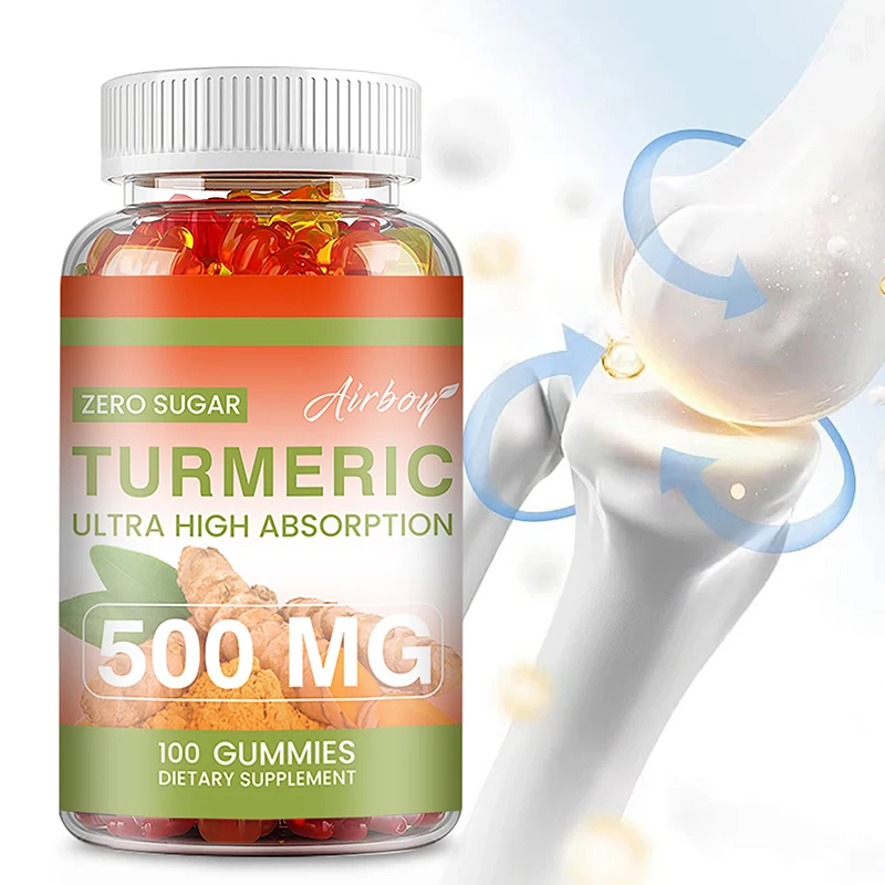 

Turmeric Gummies - Joint Support Supplement, Promotes Energy Production, Improves Mobility, Antioxidant, Vegan, Non-GMO
