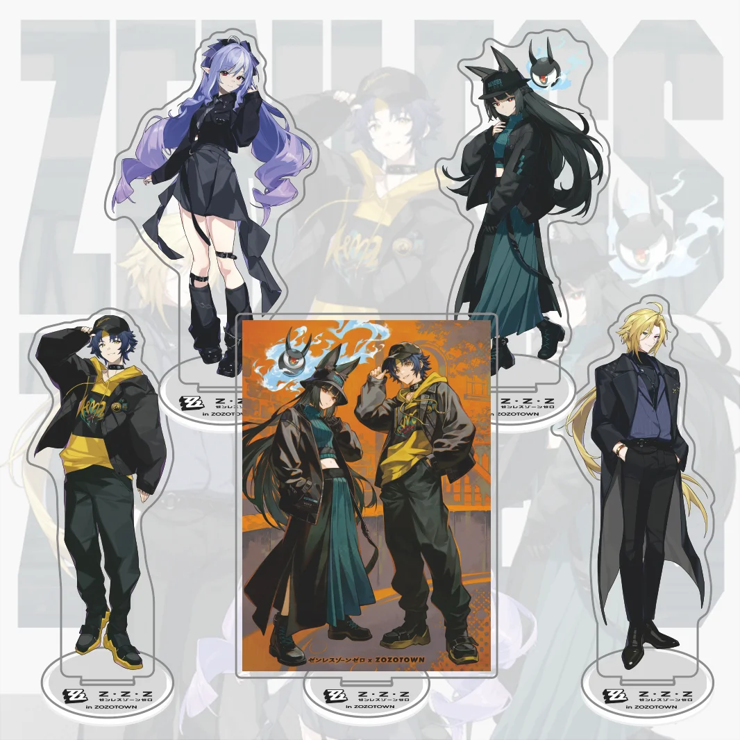ZZZ Anime Zenless Zone Zero ZOZOTOWN Acrylic Stand Figure Miyabi Vivian Wise Lycaon Streetwear Outfit Standing Desk Keychain