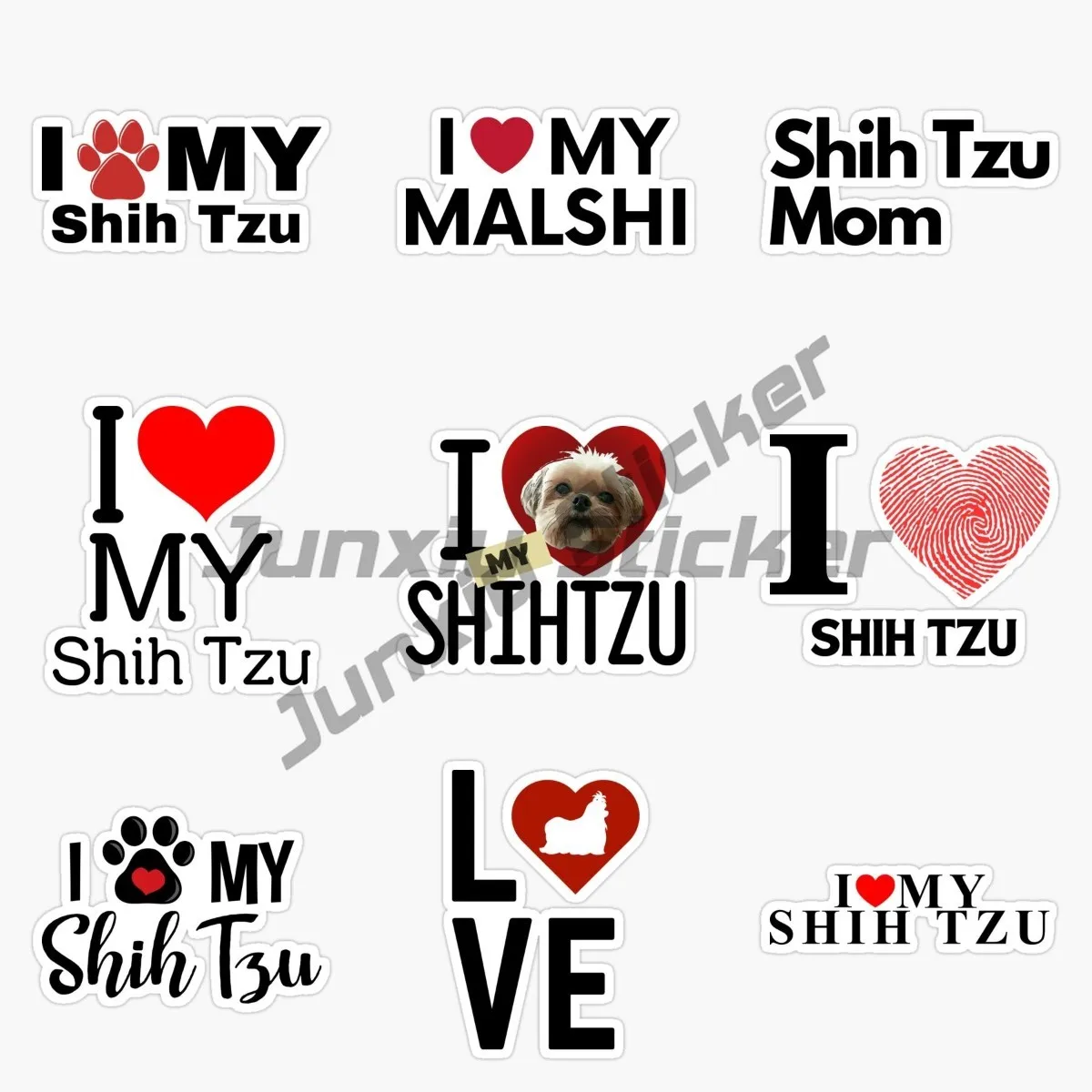 I Love My Shih Tzu Dogs Self-Adhesive Vinyl Decal Gifts Cars Trucks SUVs, Refrigerators, File Cabinets, Etc Decal