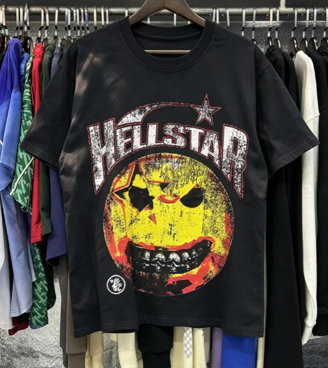 2026 new Best‑Seller‑Trending‑Hellstar‑Smiley‑Face‑Graphic‑Oversized‑Short‑Sleeve‑T‑Shirt
