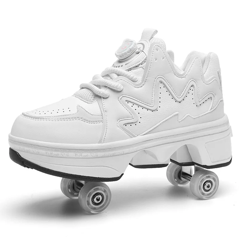 

Новая модель унисекс роликовых коньков-кроссовок на 4 колесах с автоматическим выдвижением колес, высокие, двойного назначения – лучший подарок для подростков