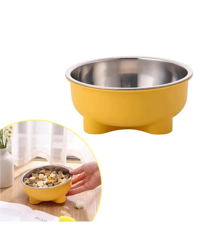 

1PC Four-Legged Solid Color Stainless Steel Anti Slip Pet Dog Bowl and Cat Bowl for Indoor and Outdoor Use Easy To Clean