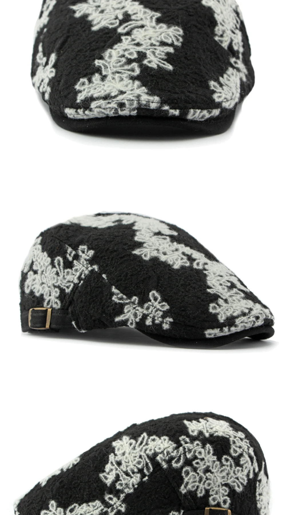 HT4609 Baskenmützen für Männer und Frauen Vintage Blumenmuster Künstler Maler Baskenmütze Unisex Verstellbare Ivy Flachmütze Herbst Winter Strick-Baskenmütze – Detail 11