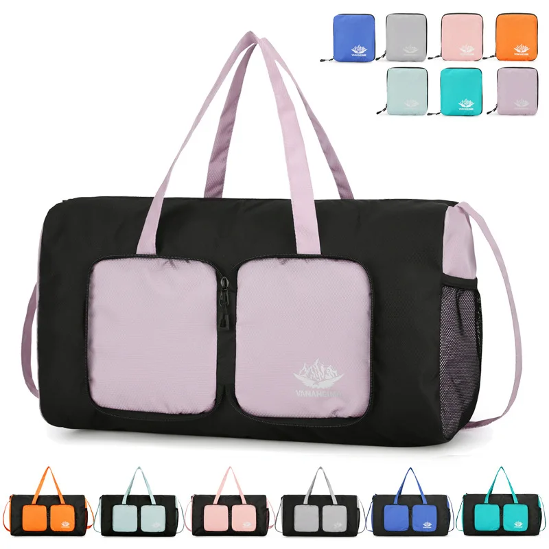 Bolsa de viagem dobrável para mulheres e homens, mochila leve, sacola impermeável carry on baggage, Weekender overnight bag