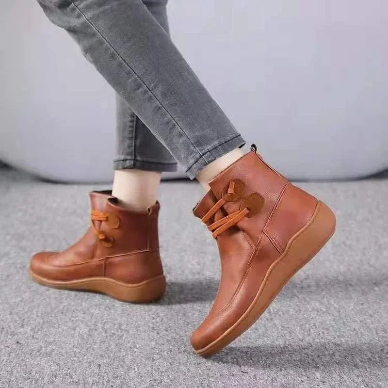 2025 New Women's Ankle Boots Low Heel Sports Shoes Rain and Snow Western Flat Bottom Round Head Women's Short Boots