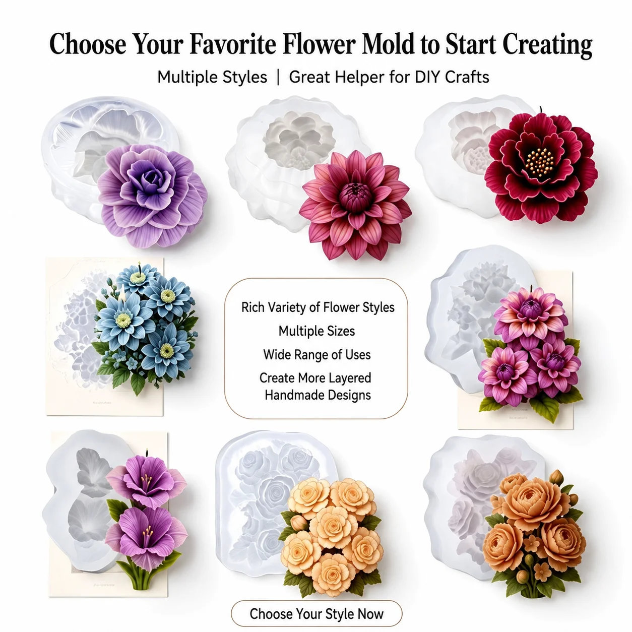 Cake Decoration Mold Clear Textured Three-Dimensional Flower Mold Gypsum Diffuser Mold Three-Dimensional For Mousse Cake Cake