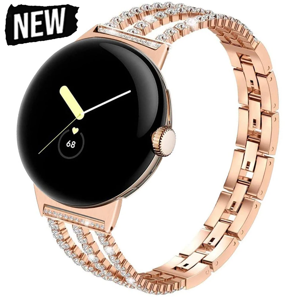 الماس حزام ل جوجل بكسل ساعة 3 4 45 مللي متر سوار معدني كوريا استبدال الفرقة لجوجل بكسل ساعة 3 2 1 41 مللي متر معصمه