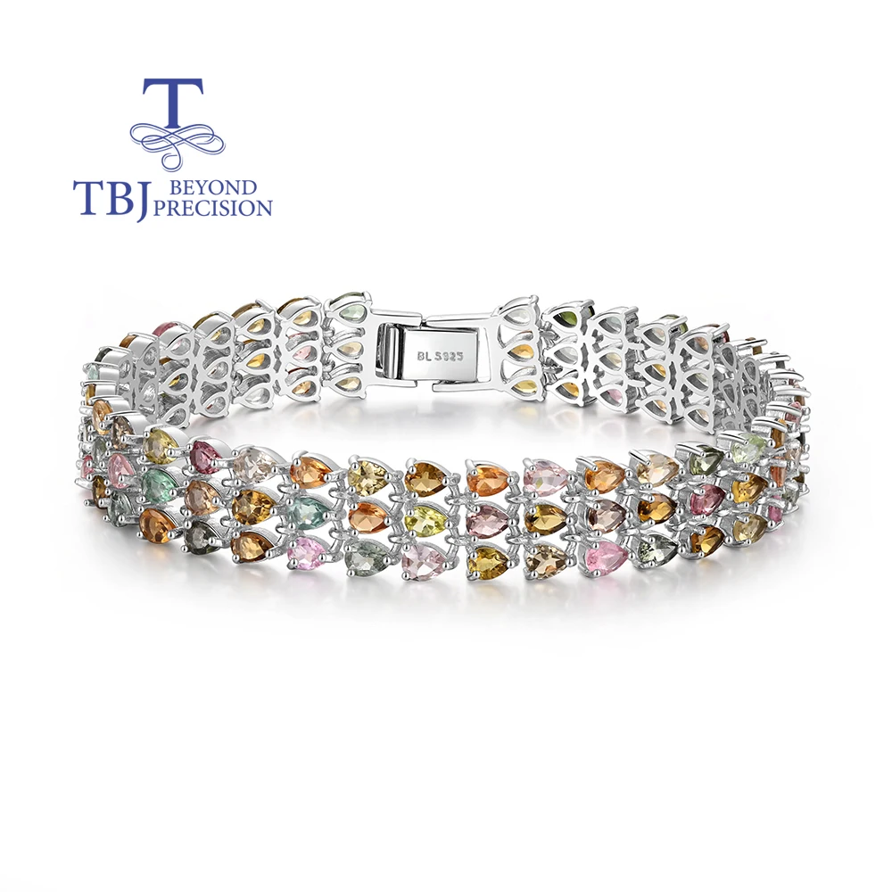 

Luxury Multi-colored Natural tourmaline Bracelet precious gems with S925 silver women jewelry for wedding & anniversary gifts