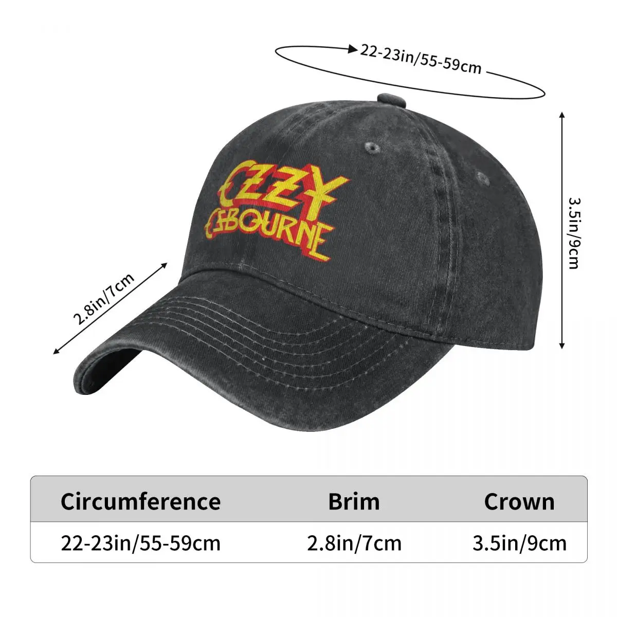 Ozzy Osbourne Denim Baseball Cap Pop Band Unisex Logo Trucker Hat Summer Fashion Rock Adjustable Baseball Caps