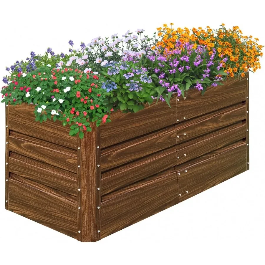 

4x2x2FT Raised Garden Bed Galvanized Planter Garden Boxes Outdoor Deep Root Planter Raised Bed for Vegetables Flowers Herbs Bro