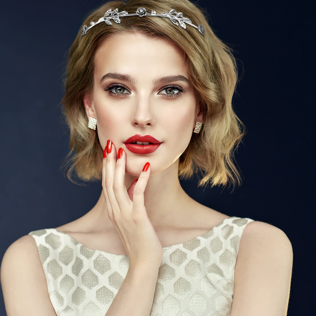

Headband Bride Headdress Elegant Headwear Bands Leaves Hair Hoop Bridal Accessories for Women Alloy Scarf Fashion