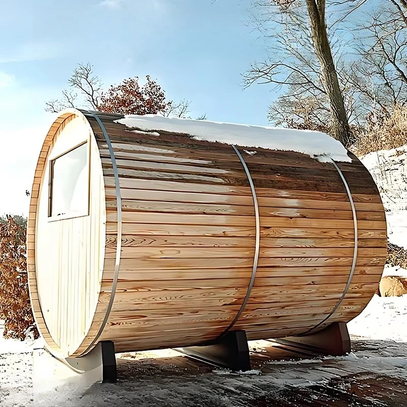 2026 Newest Wooden Outdoor Sauna Room With Panoramic Window For Gym Use Five Person Capacity 1.8x2.4m
