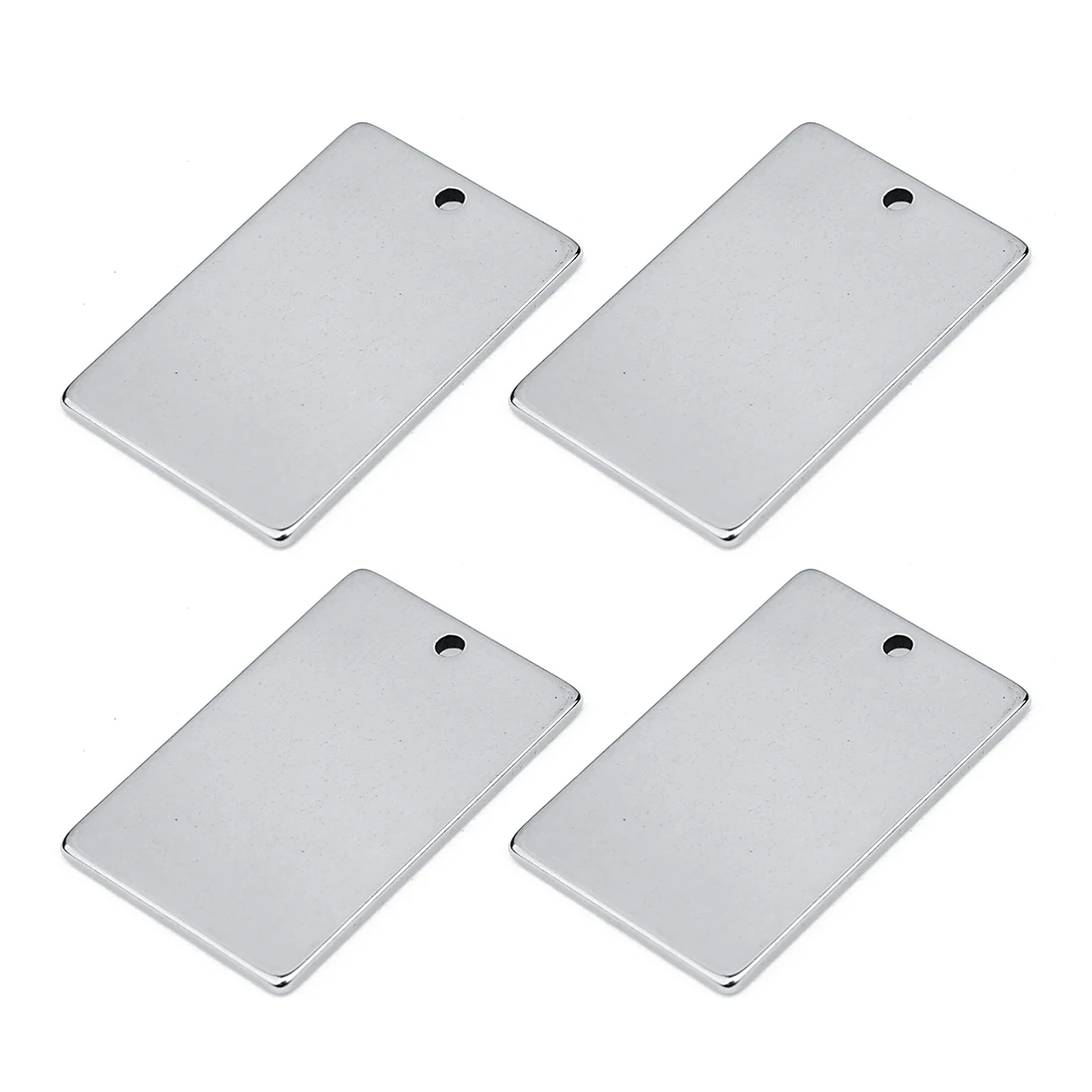 SAUVOO 10pcs Stainless Steel Rectangle Blank Charms Engrave Design Logo Tags For Necklace Keychain Bags Jewelry Findings
