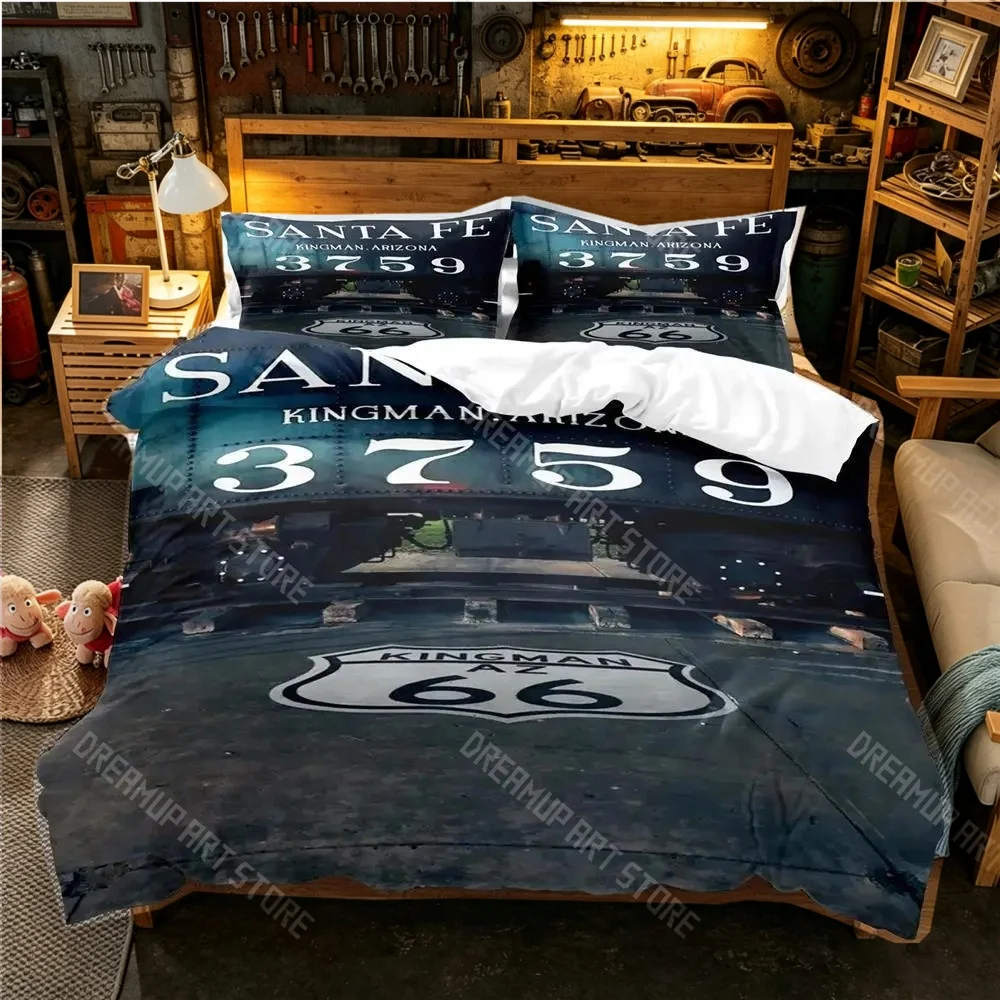 3D Printed Route 66 Bedding Set for Boys Girls Duvet Cover And Pillowcase Included Twin Queen King Full Single Double Sizes