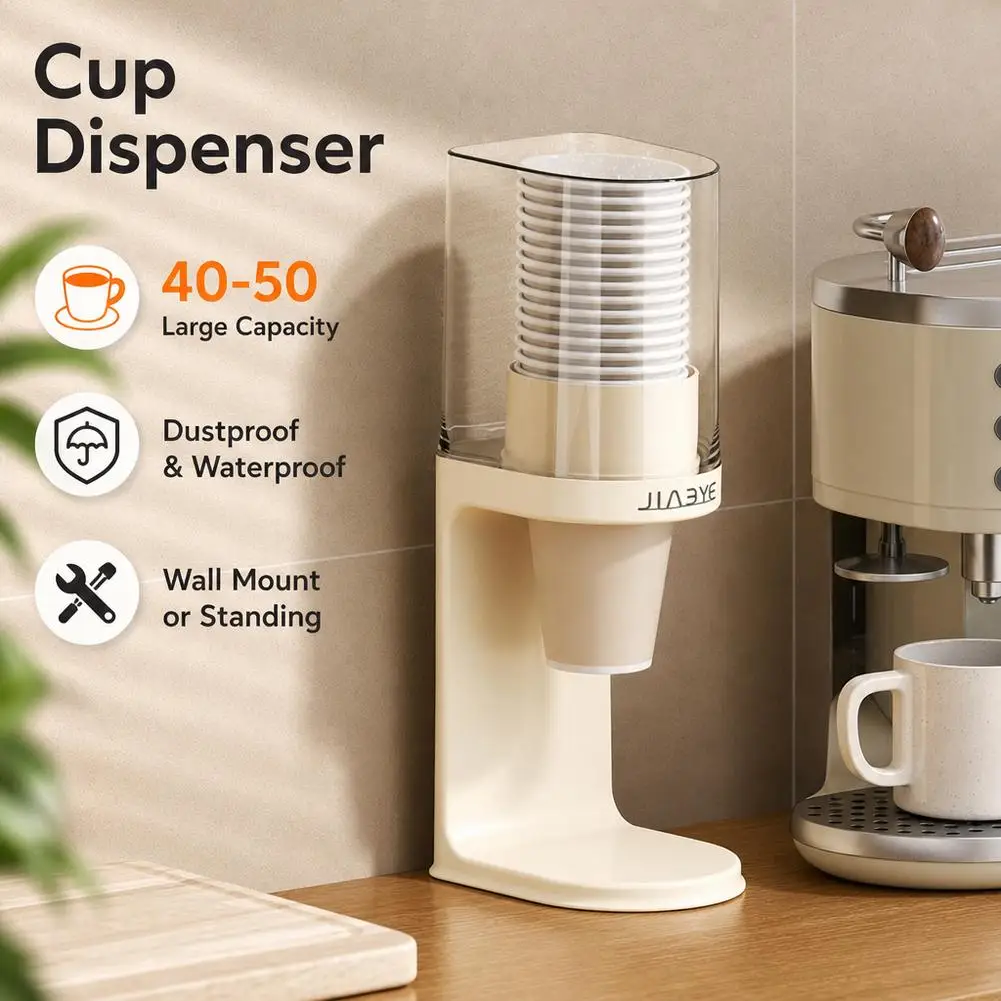Disposable Cup Dispenser Holder Bathroom Mug Holder Coffee Cup Storage Rack for Home Office Hospital Gym Desk Use Home Organizer