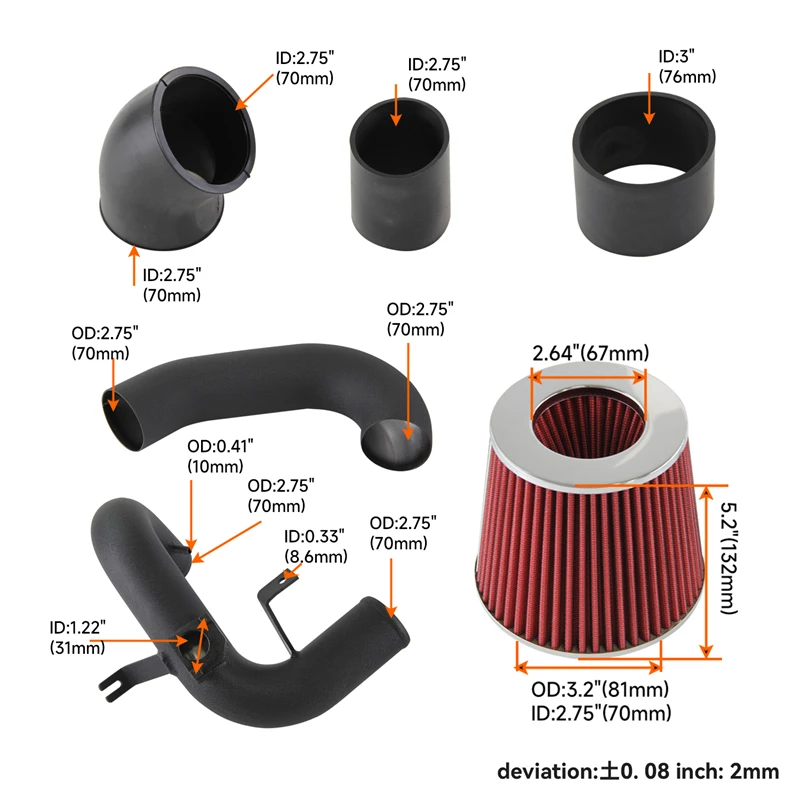 Cold Air Intake Pipe Kit & Air Filter Fits for Toyota Celica GT 1.8L VVT-i GT-S VVTL-i 00-05