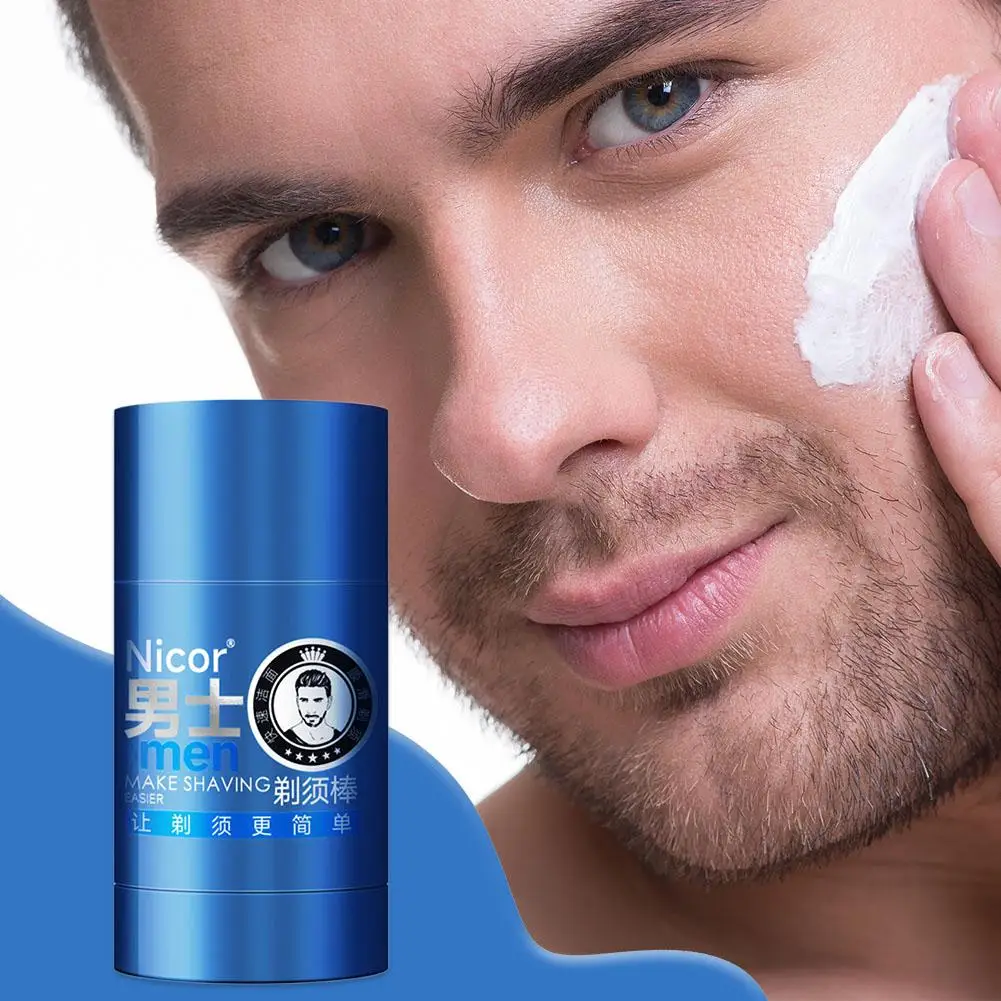 Portable Shaving Cream Lubricate Beard Deep Cleasing Smooth Shave Moisturizing Facial Cleanser Shaving Stick Facial Care for Men