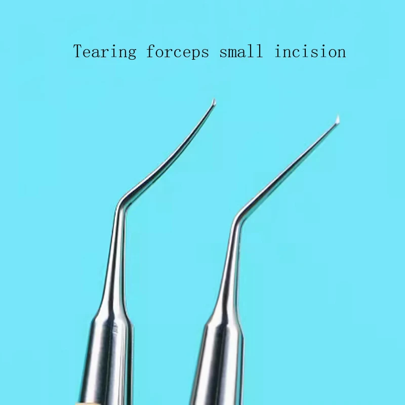 Aço inoxidável rasgando Fórceps para Oftálmica Microsurgical Instruments, liga de titânio, ângulo curvo, Haff, 1.8mm