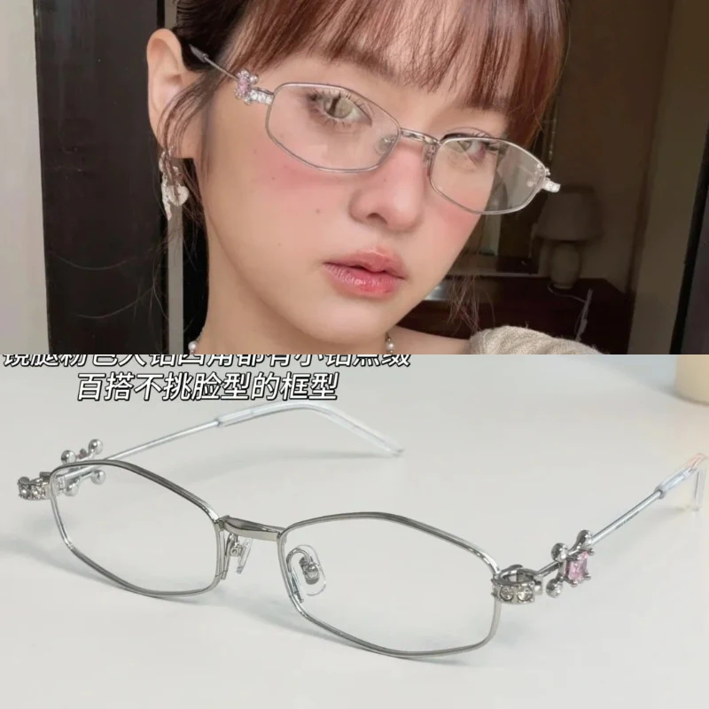 

New Female Student Fashion GM Eyeglasses Frames GLEAM High Quality Exquisite Pink Diamond Jewelry Glasses Optical Glasses Frame